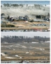 上图：2011年3月11日，在日本宫城县名取市，强烈地震引发的海啸袭击一处居民区。下图为2012年3月1日同一地点的情形。新华社发（李睿编辑）