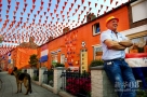 2012年欧锦赛开幕在即，在荷兰南部小城霍尔勒，当地居民将一条街道上的房屋以荷兰队队服的颜色包装，形成“橙色小街”，期盼荷兰队在欧锦赛上取得佳绩。从1998年开始，每逢世界杯和欧锦赛，这条名为伊莲娜街上的居民便将街道上的房子“染成”橙色，为国家足球队助威。2012年欧锦赛将于当地时间6月9日至7月1日在波兰和乌克兰联合举行。
新华社发（罗宾·于特雷西特摄） 
