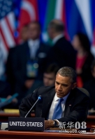 6月18日，美国总统奥巴马在墨西哥洛斯卡沃斯参加二十国集团领导人第七次峰会开幕式。新华社发（戴维 摄）