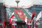 1980年7月19日，莫斯科奥运会主火炬在开幕式现场点燃，本届火炬接力恢复了传统的传递方式，并选择了最短的线路，全程5000多公里。新华社发