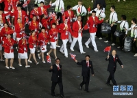 7月27日，第三十届夏季奥林匹克运动会在英国伦敦开幕。图为中国代表团在开幕式上入场。 新华社记者王丽莉摄
