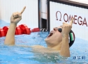 8月1日，久尔陶庆祝胜利。当日，在伦敦奥运会游泳男子200米蛙泳决赛中，匈牙利选手久尔陶以2分07秒28的成绩夺冠，并创造新的世界纪录。新华社记者凡军摄