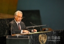 9月25日，在美国纽约联合国总部，东帝汶总理古斯芒在联大一般性辩论上发言。新华社记者 王雷 摄