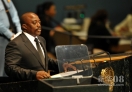 9月25日，在纽约联合国总部，刚果民主共和国总统约瑟夫·卡比拉·卡邦格在联大一般性辩论上发言。新华社记者 王雷 摄 