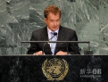 9月25日，在纽约联合国总部，芬兰总统绍利·尼尼斯托在联大一般性辩论上发言。新华社记者 申宏 摄