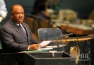 9月25日，在纽约联合国总部，加蓬总统阿里·邦戈在联大一般性辩论上发言。新华社记者 王雷 摄
