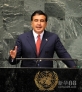 9月25日，在纽约联合国总部，格鲁吉亚总统萨卡什维利在联大一般性辩论上发言。新华社记者 申宏 摄