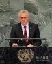 9月25日，在纽约联合国总部，塞尔维亚总统尼科利奇在联大一般性辩论上发言。新华社记者 申宏 摄