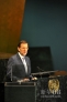 9月25日，在美国纽约联合国总部，西班牙首相拉霍伊在联大一般性辩论上发言。新华社记者 王雷 摄 