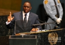 9月25日，在纽约联合国总部，塞内加尔总统麦基·萨勒在联大一般性辩论上发言。新华社记者 王雷 摄 