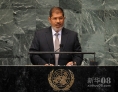 9月26日，在美国纽约联合国总部，埃及总统穆尔西在联大一般性辩论上发言。新华社记者 申宏 摄