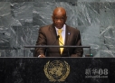 9月27日，在美国纽约联合国总部，莱索托首相莫措阿哈·托马斯·塔巴内在联大一般性辩论上发言。新华社记者 申宏 摄