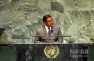 9月27日，在美国纽约联合国总部，马尔代夫总统瓦希德在联大一般性辩论上发言。新华社记者 王雷 摄