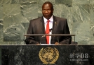 9月27日，在美国纽约联合国总部，南苏丹副总统里克·马沙尔在联大一般性辩论上发言。新华社记者 王雷 摄