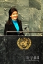 9月27日，在美国纽约联合国总部，泰国总理英拉在联大一般性辩论上发言。新华社记者 王雷 摄