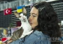 10月27日，在克罗地亚首都萨格勒布举办的世界猫展上，一名参展者抱着她的猫。新华社发（米绍·利沙宁摄）