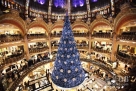 这是11月6日在法国巴黎老佛爷百货公司拍摄的镶嵌施华洛世奇水晶的圣诞树。新华社记者高静摄  