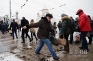 12月4日，在俄罗斯首都莫斯科，行人走过泥泞的街道。新华社/法新