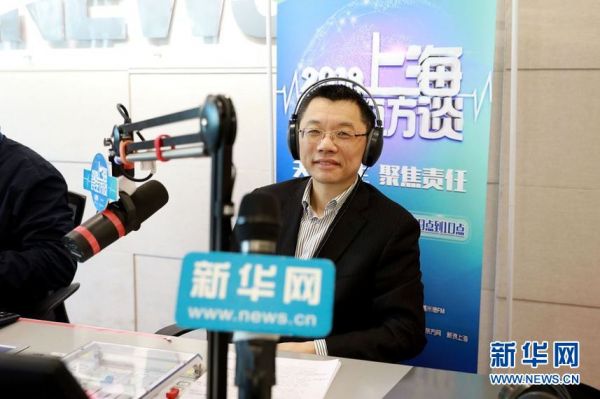 图为上海市教委主任陆靖做客“2018上海民生访谈”现场。查伟诚摄2