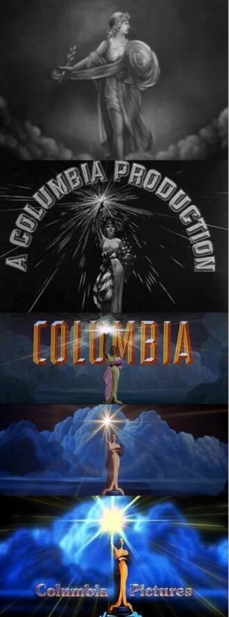 哥伦比亚影业公司片头形象演化史，这五张片头分别是（从上至下）1924年、1928年、1936年、1976年、1981年。（资料图片）