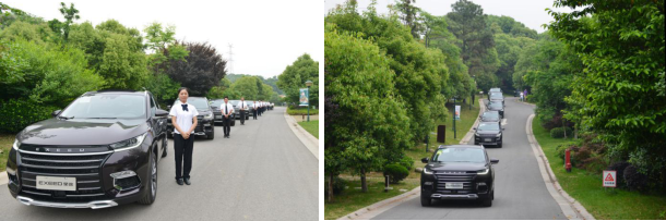 图为整装待发的星途TXL车队和奇瑞星级驾驶员