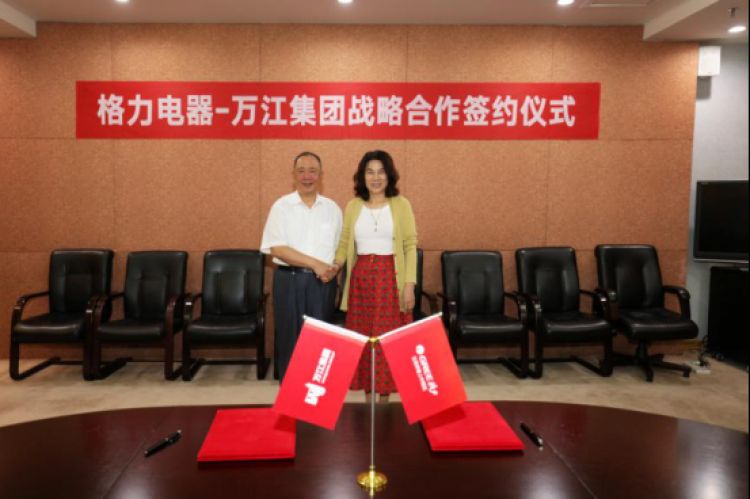格力电器董事长兼总裁董明珠、万江集团董事长陈泽民在签约仪式现场