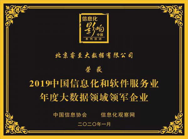 2019中国信息化和软件服务业年度大数据领域领军企业